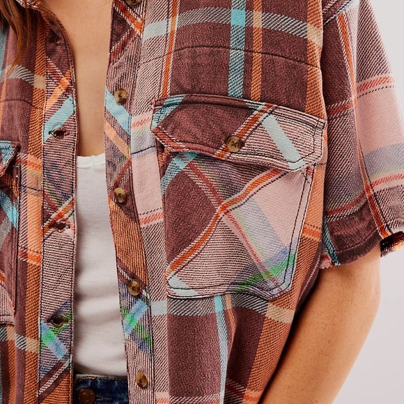 NEW Free People We The Free Vintage Crush Plaid Shirt - Picture 4 of 16